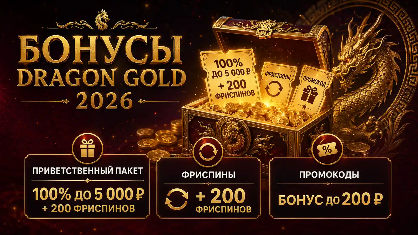 Бонусы Dragon Gold казино 2026 &mdash; приветственный пакет, фриспины и промокоды