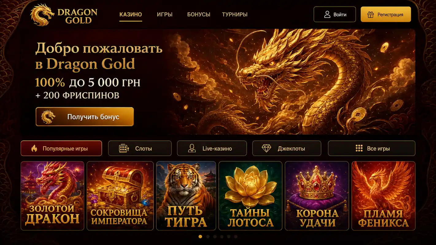Dragon Gold казино &mdash; официальный сайт и интерфейс платформы